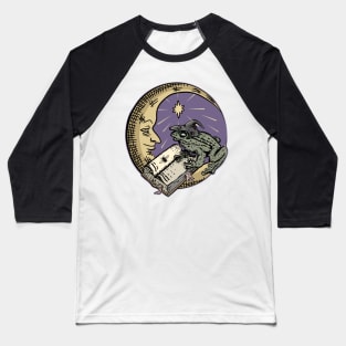 Frog Witch, Book and Moon Dark Academia Halloween Baseball T-Shirt